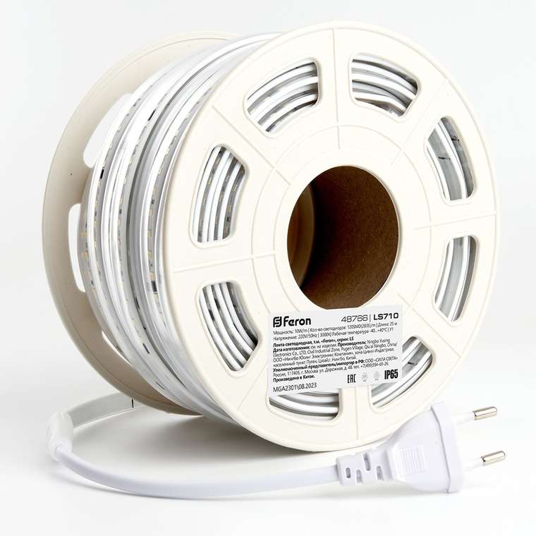 Светодиодная LED лента влагозащищенная IP65 120SMD(2835)/м 10Вт/м 220V Feron LS710 48766