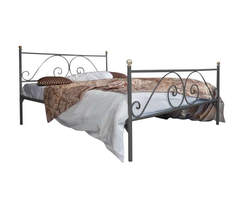 Кованая кровать Анталия 160х200 серого цвета