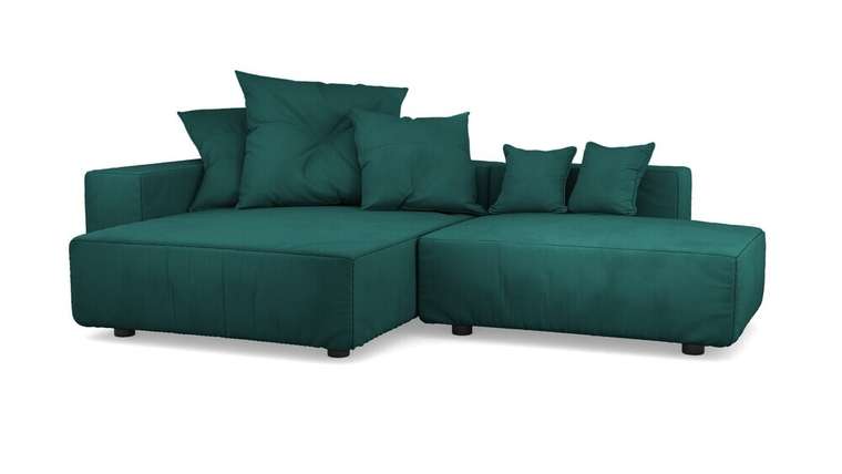 Угловой диван с оттоманкой Санторини зеленого цвета