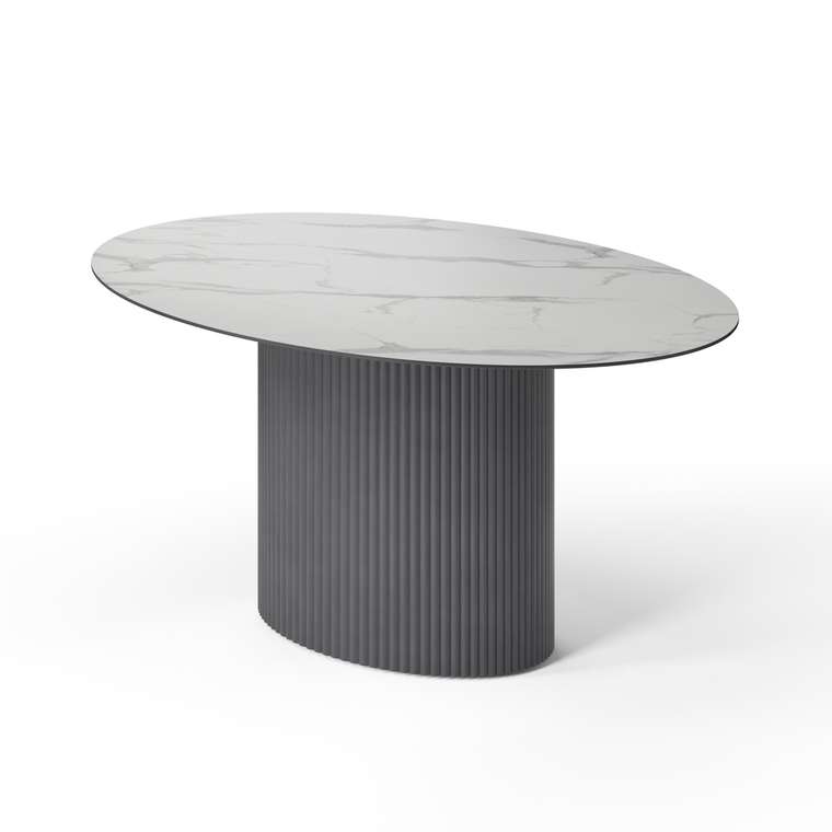 Овальный обеденный стол Эрраи S бело-черного цвета