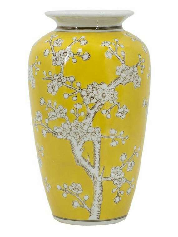 Фарфоровая ваза H27 желто-белого цвета