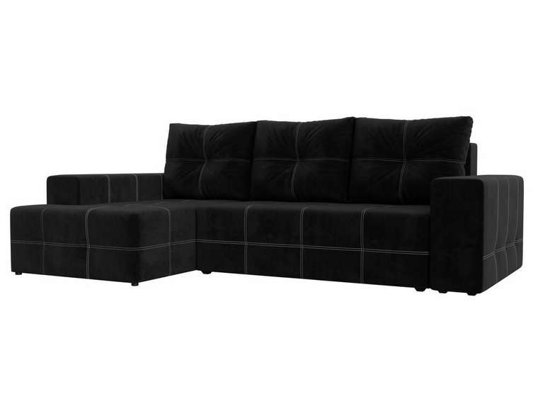 Угловой диван-кровать Перри черного цвета левый угол
