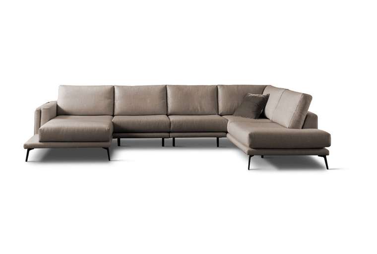 П-образный диван Walker серо-коричневого цвета