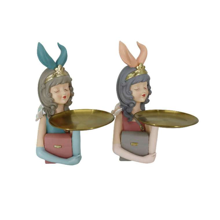 Декоративная фигура DKD Home Decor 23 x 22,5 x 33,2 cm Женщина Розовый Позолоченный (2 штук)