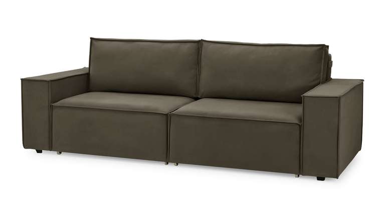 Прямой диван-кровать Софт 2 темно-коричневого цвета