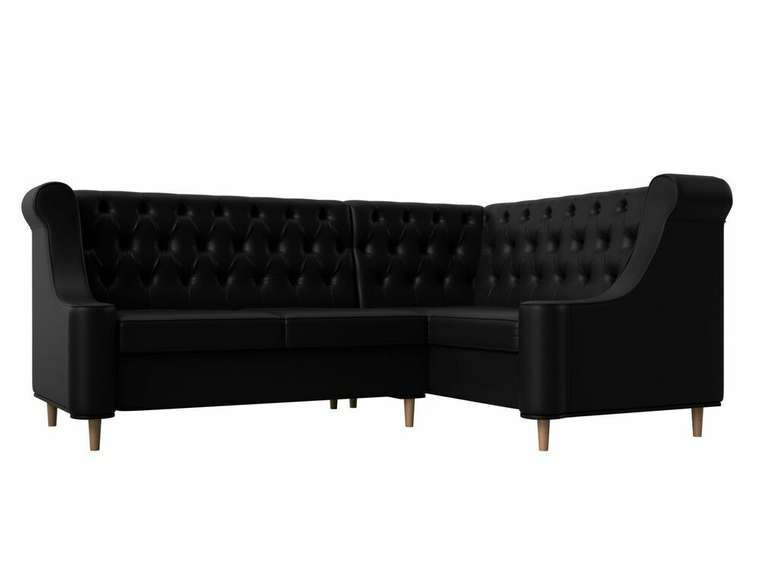 Угловой диван Бронкс черного цвета (экокожа) правый угол