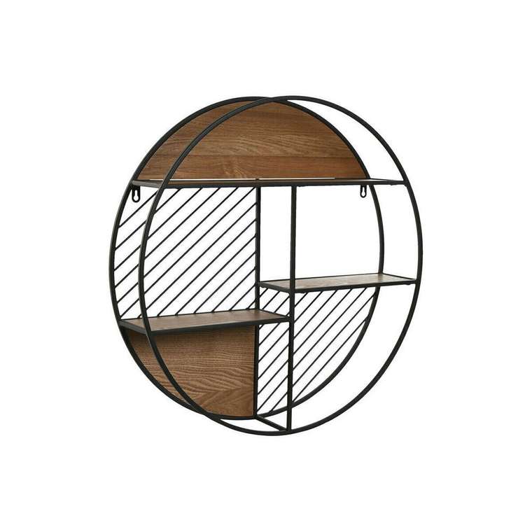 Полка Чёрный Натуральный Металл Деревянный MDF 60 x 12 x 60 cm стена