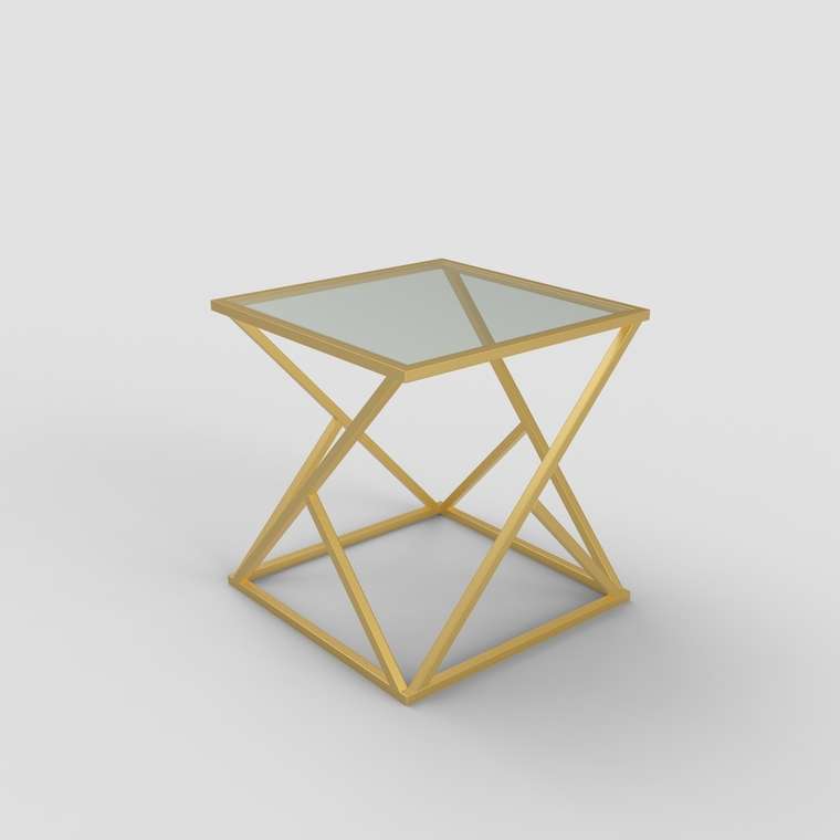 Журнальный столик "Elsa" золото с прозрачным стеклом (450х450х450)