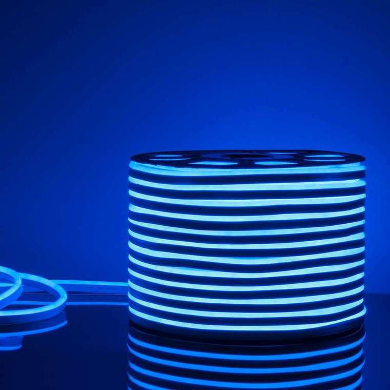 Светодиодный гибкий неон 220 В 9.6 Вт/м 120Led/м 2835 IP67, односторонний, синий, 50 м LS001 220V LS 001 220V 9,6 IP67
