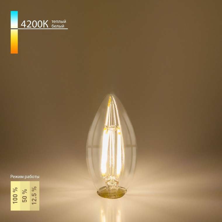Филаментная светодиодная лампа Dimmable 5W 4200K E14 BLE1401 Dimmable F формы свечи