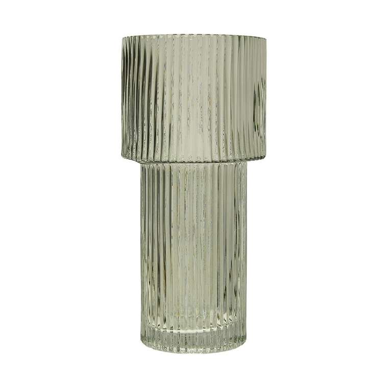 Декоративная ваза из рельефного стекла серого цвета