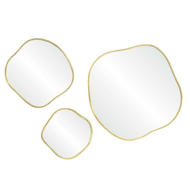 Набор из трех зеркал Organic Panno золотого цвета