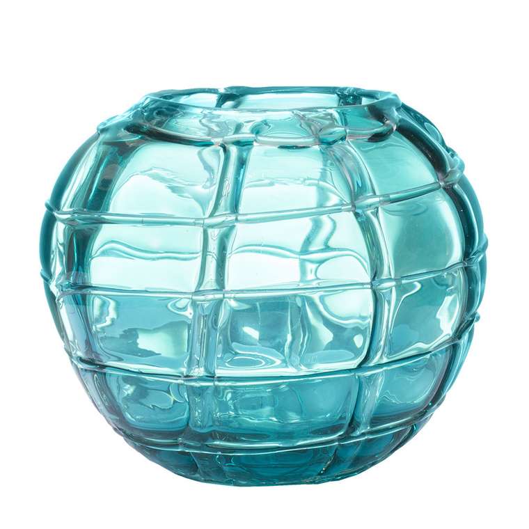 Стеклянная ваза голубого цвета