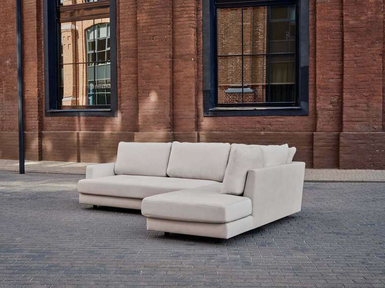 Диван угловой Pion молочного цвета правый 