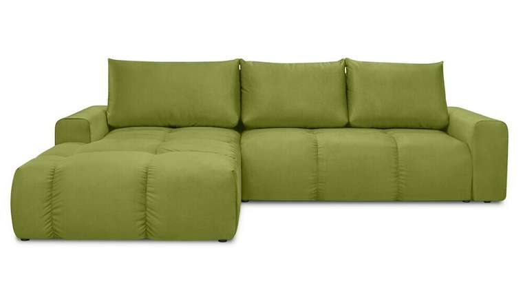 Угловой диван-кровать с оттоманкой Венто зеленого цвета