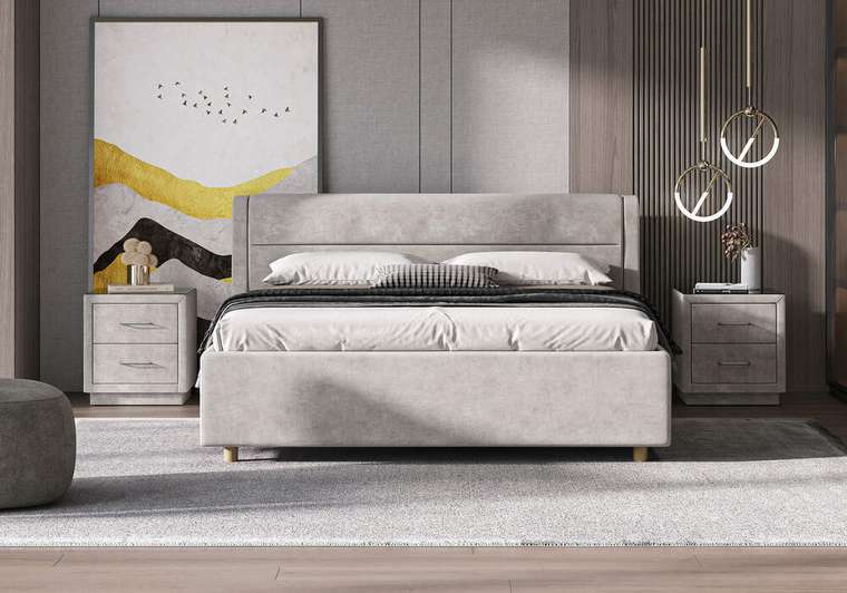 Кровать Madrid 160х200 серого цвета без основания и подъемного механизма 