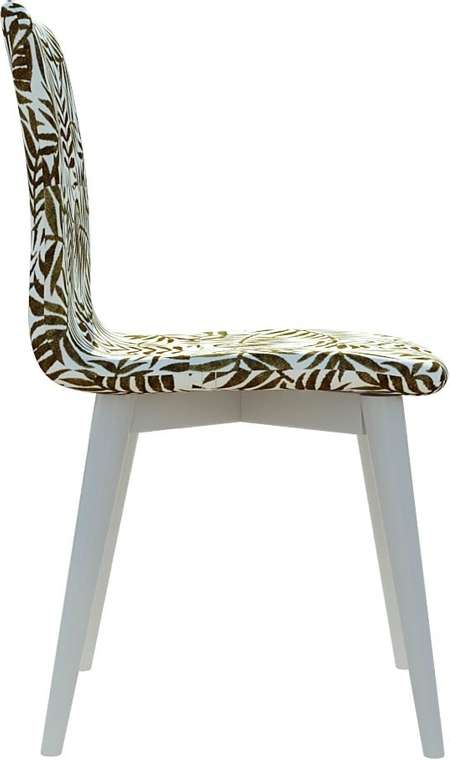 Кухонный стул Архитектор в ткани Garden с ножками белого цвета