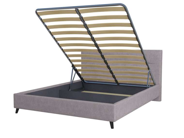 Кровать Briva 180х200 в обивке из велюра серого цвета с подъемным механизмом