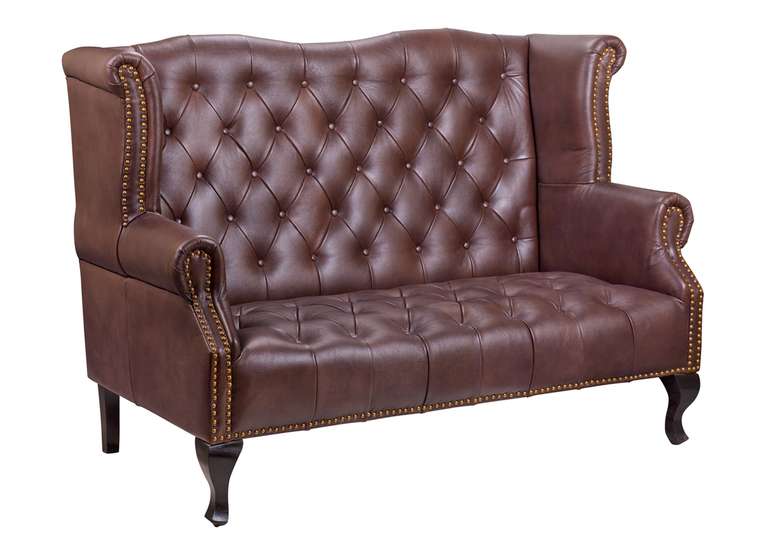Прямой диван Royal sofa brown с темно-коричневой обивкой