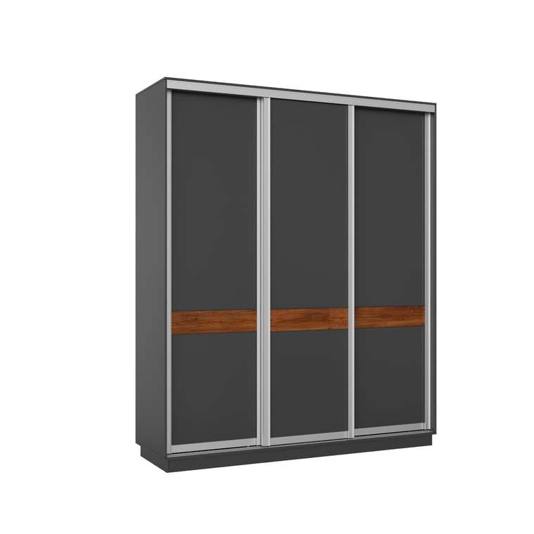 Шкаф-купе Wood темно-серого цвета