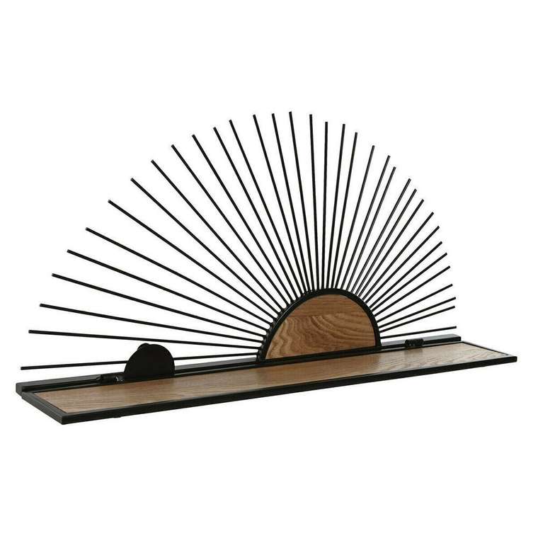 Полка Чёрный Натуральный Металл Деревянный MDF 58 x 10,5 x 28 cm стена