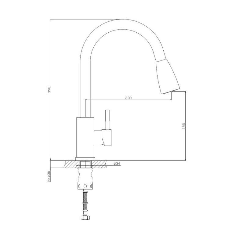 Смеситель для кухни Haiba HB73304-2, сталь