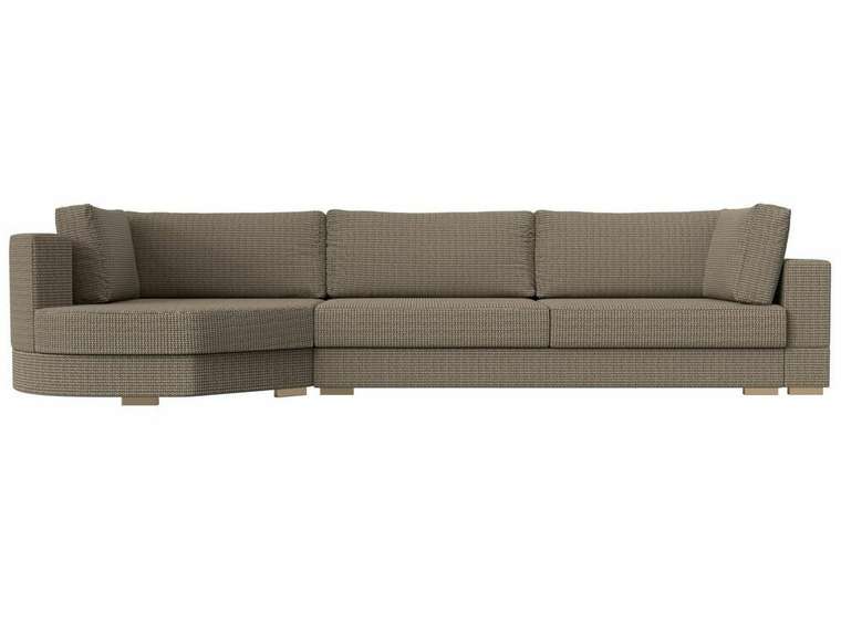Угловой диван-кровать Лига 026 бежево-коричневого цвета левый угол