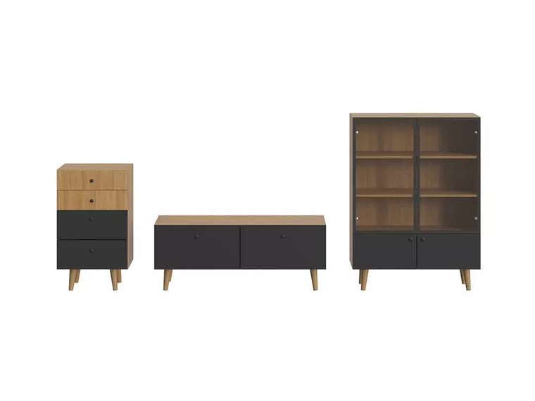 Комплект мебели для гостиной Frida 4 черно-бежевого цвета