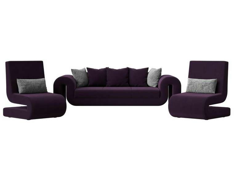 Набор мягкой мебели Волна 1 темно-фиолетового цвета