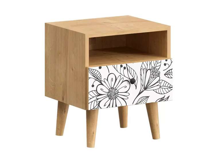 Тумба прикроватная Frida с принтом Flower на деревянных ножках