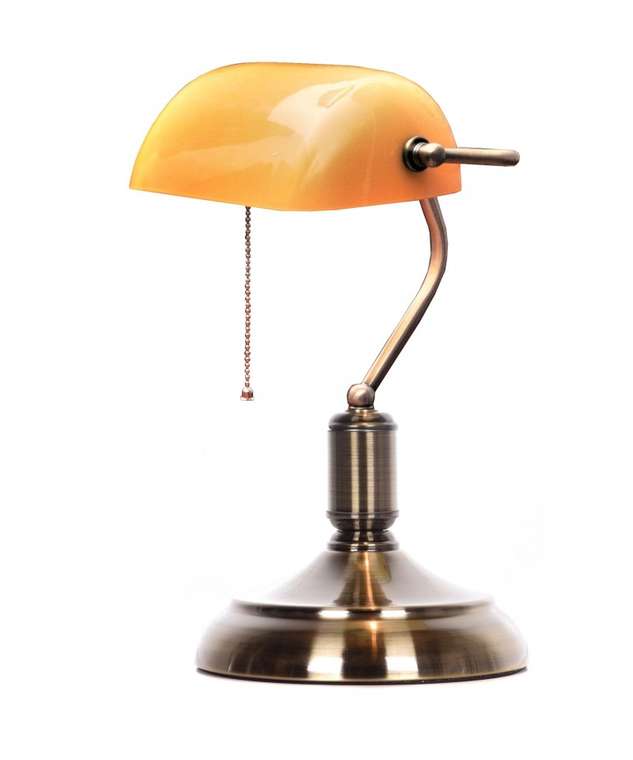 Настольная лампа  Banker с плафоном янтарного цвета 