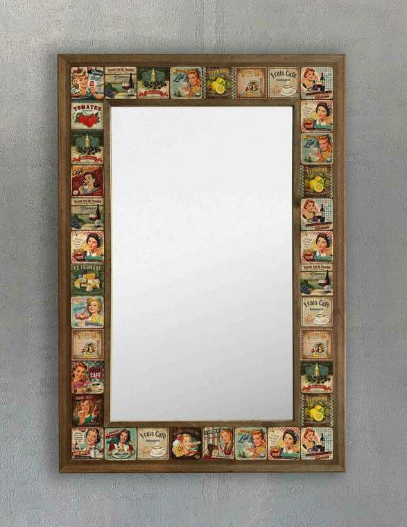 Настенное зеркало 43x63 с мозаикой из натурального камня