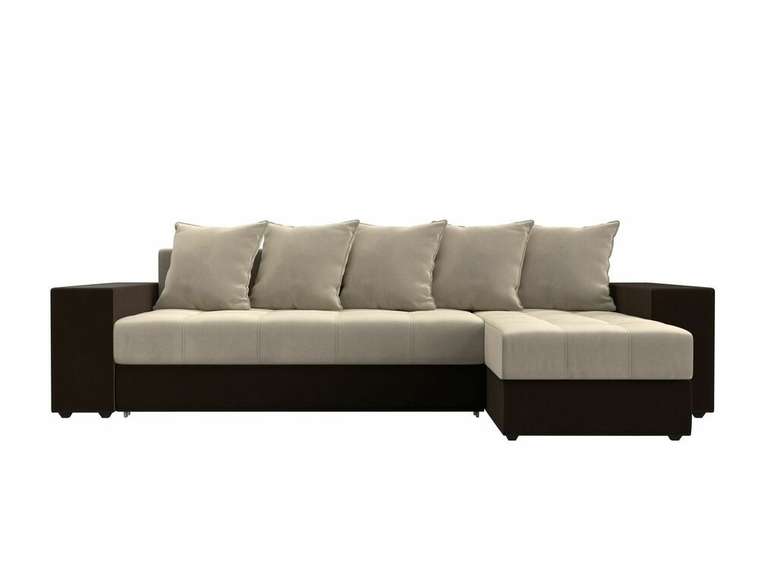 Угловой диван-кровать Дубай бежево-коричневого цвета правый угол