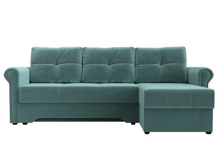 Угловой диван-кровать Леон бирюзового цвета правый угол