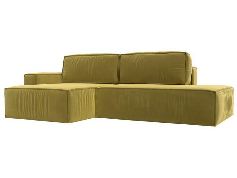Угловой диван-кровать Прага модерн желтого цвета левый угол