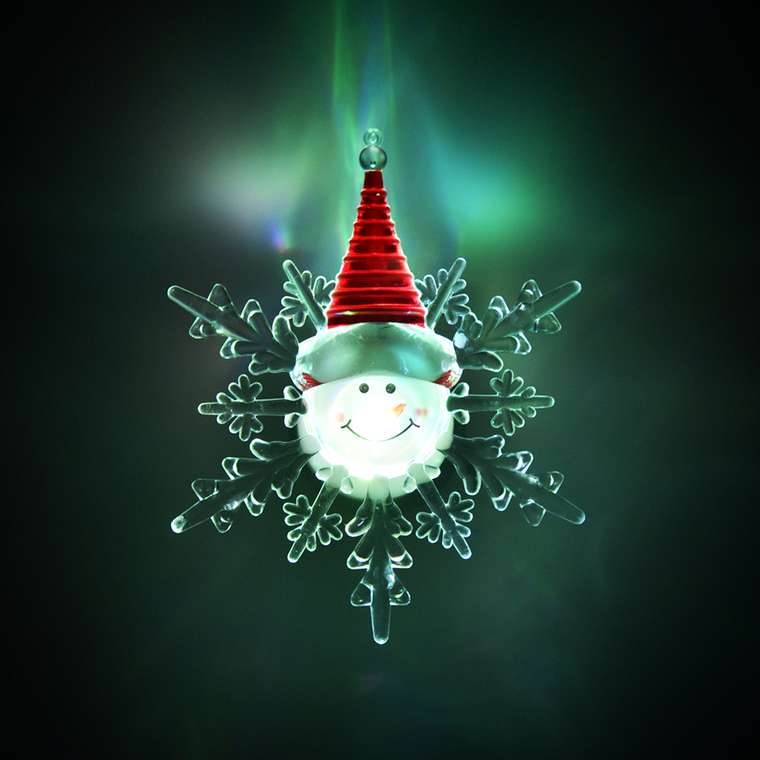 Фигурка Снеговик светодиодная на присоске разнцветная