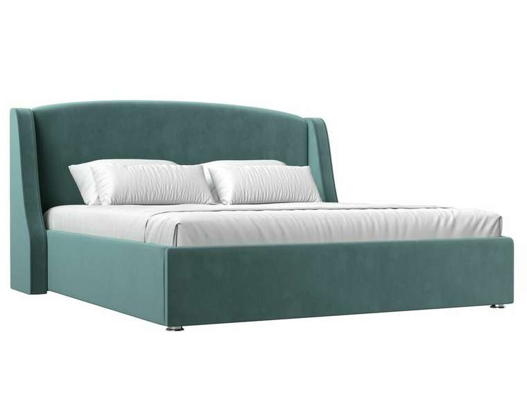 Кровать Лотос 200х200 бирюзового цвета с подъемным механизмом