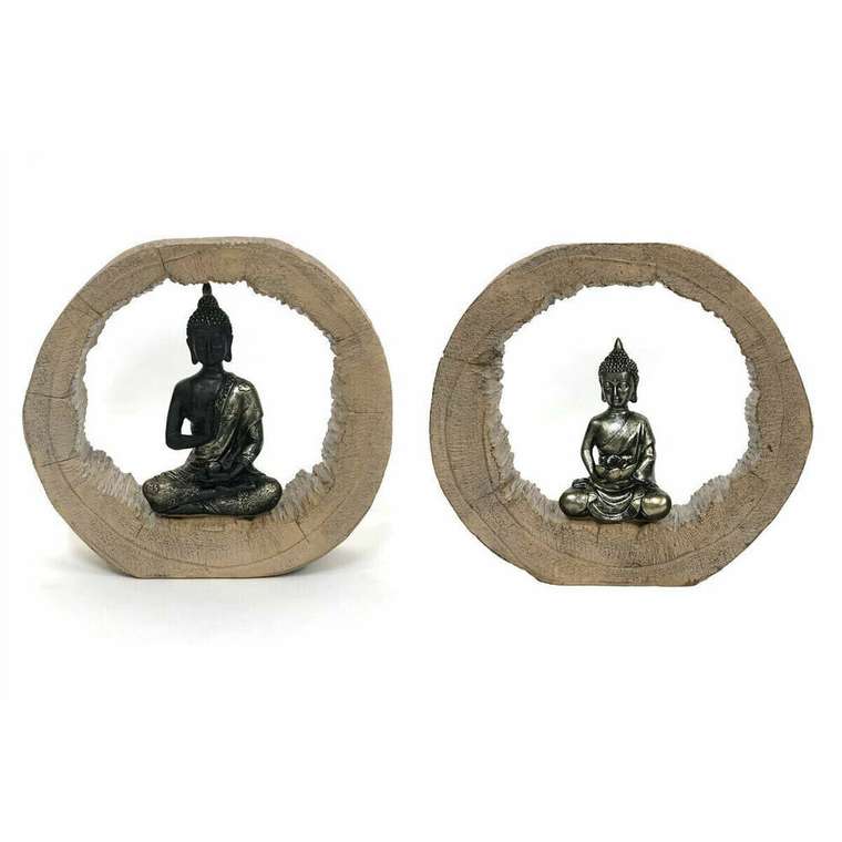 Декоративная фигура DKD Home Decor Чёрный Натуральный Будда 20,5 x 6 x 18,5 cm (2 штук)