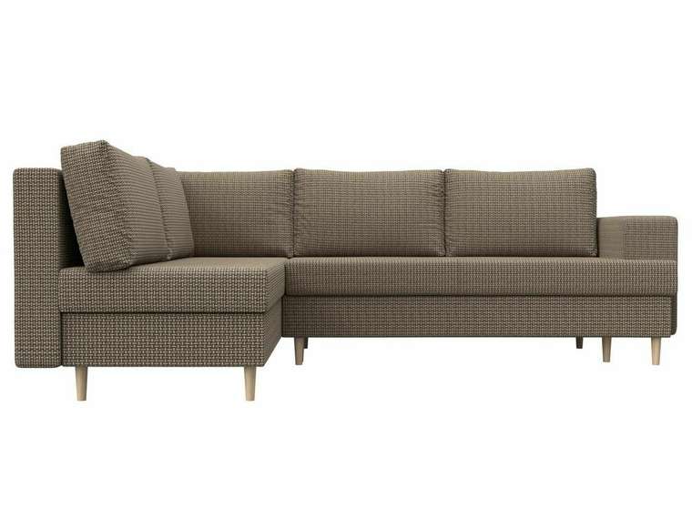 Угловой диван-кровать Сильвана бежево-коричневого цвета левый угол
