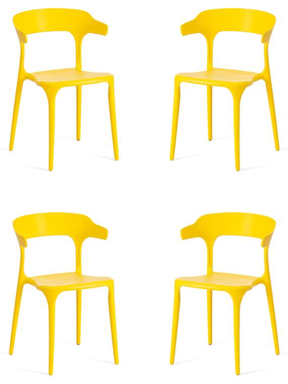 Набор из четырех стульев Ton желтого цвета