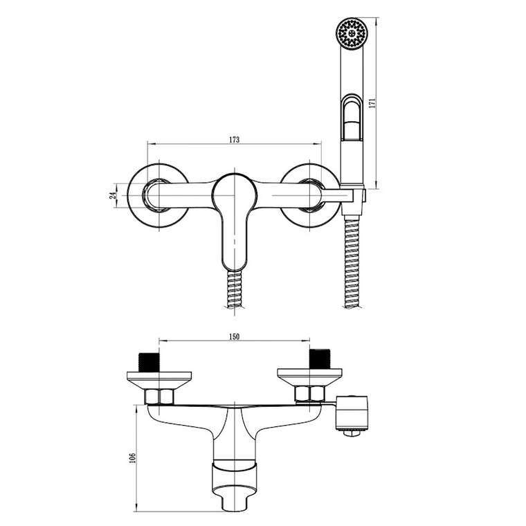Гигиенический душ со смесителем VODA TD80H, хром