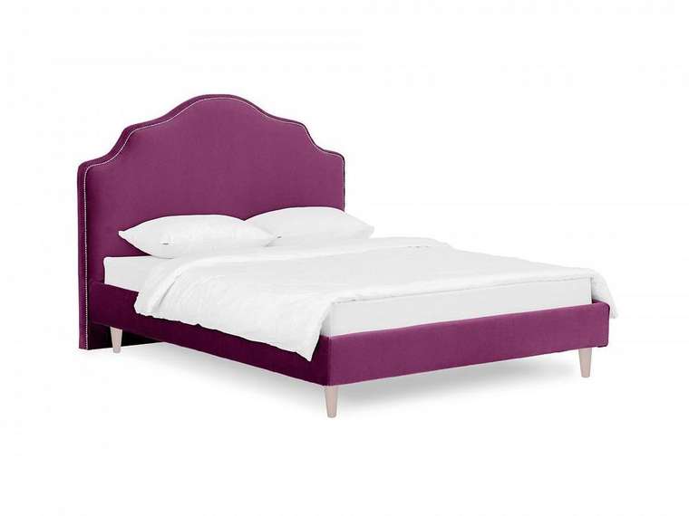 Кровать Queen II Victoria L 160х200 пурпурного цвета с бежевыми ножками 