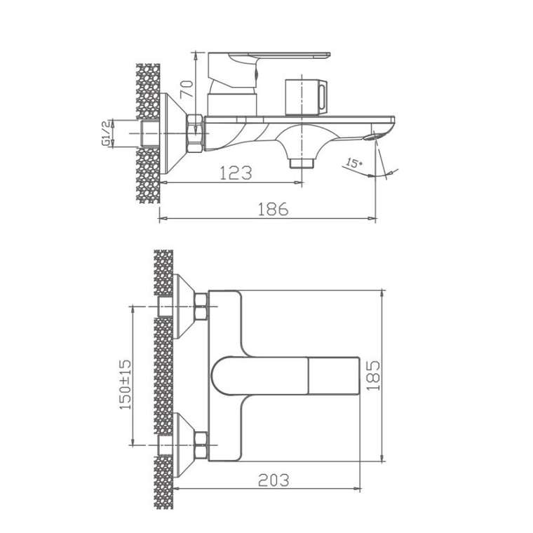 Смеситель для ванны Haiba HB60505-8, белый