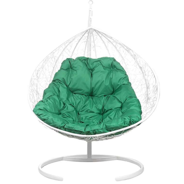 Двойное подвесное кресло Gemini с зеленой подушкой