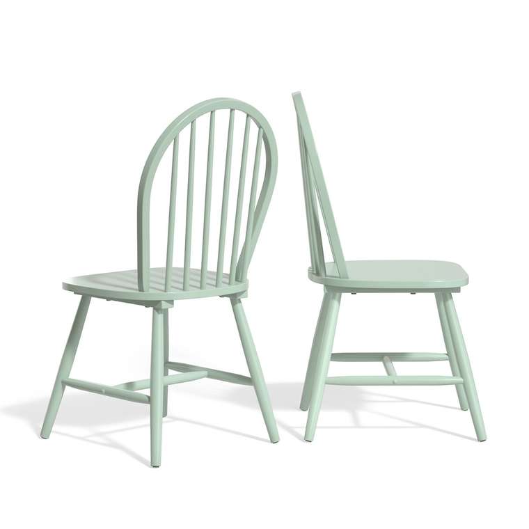 Комплект из двух стульев с решетчатой спинкой Windsor зеленого цвета