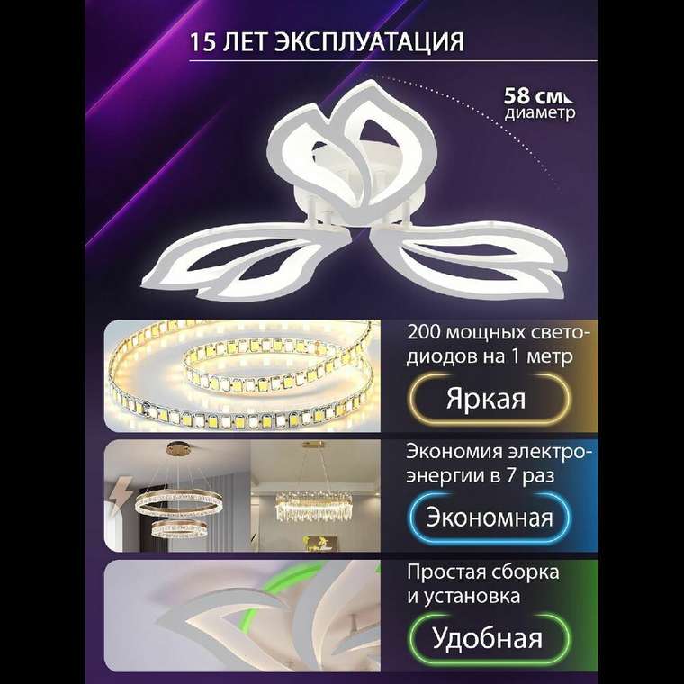 Потолочная люстра Fortuna LED LAMPS 81107/2C (акрил, цвет белый)