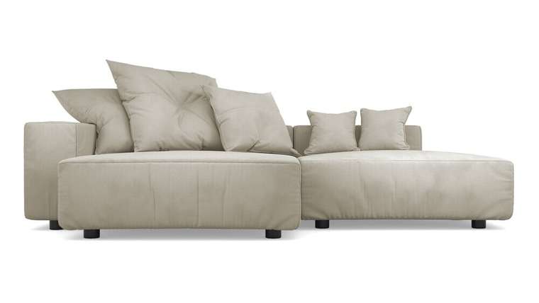 Угловой диван с оттоманкой Санторини белого цвета