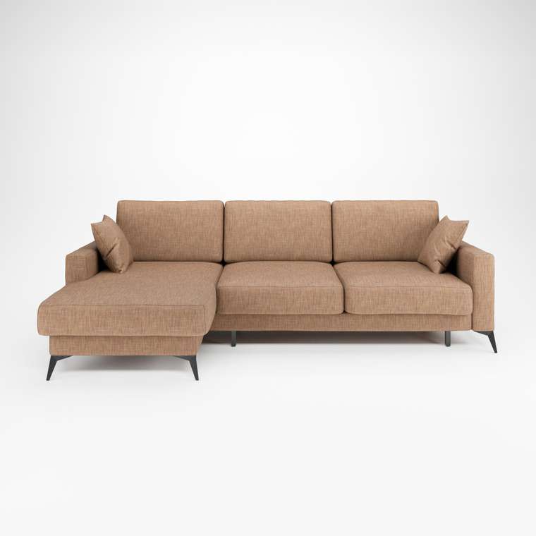 Угловой диван-кровать Наоми 2 светло-коричневого цвета левый