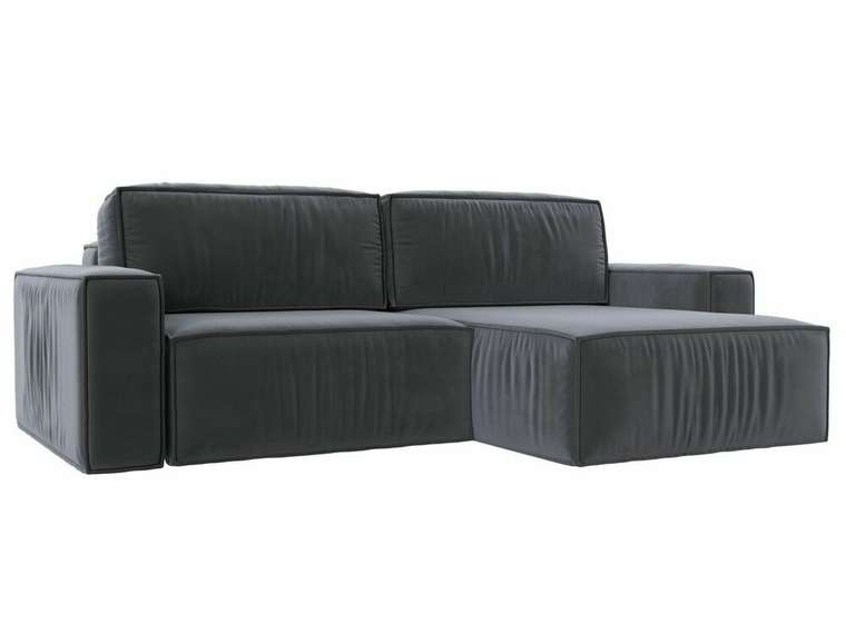 Угловой диван-кровать Прага классик серого цвета правый угол