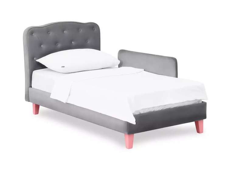 Кровать Candy 80х160 серого цвета с розовыми ножками